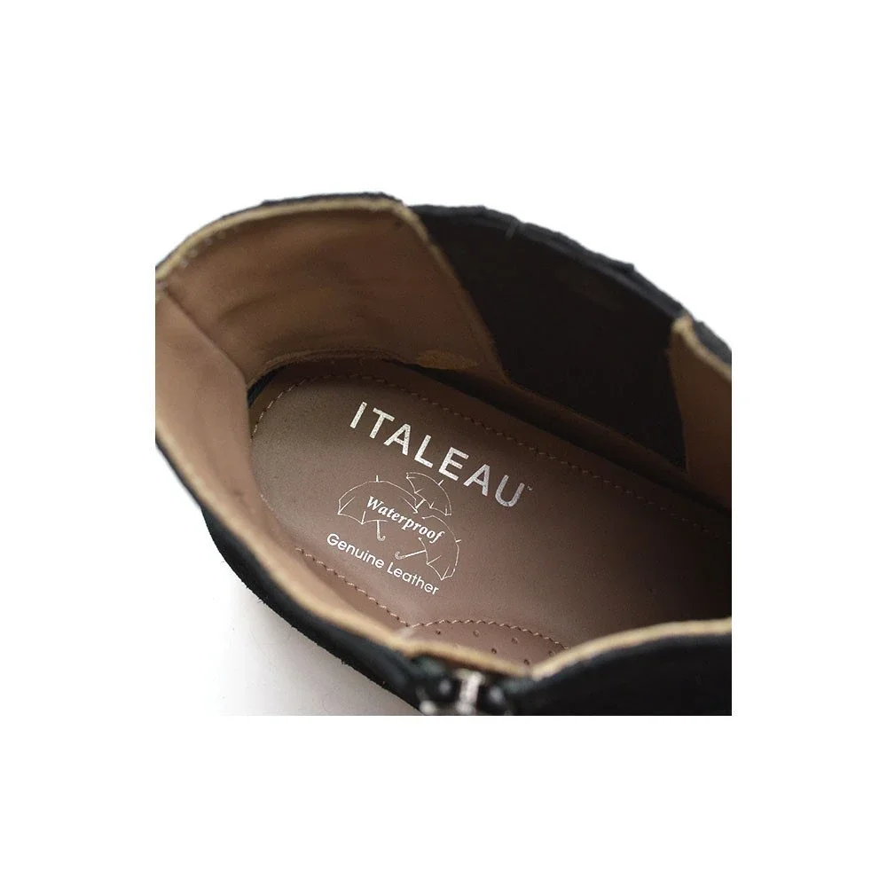 Italeau Lunella Black Suede Chelsea Booties 36.5 New